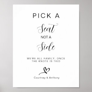 Wedding Seating Ceremony Seating Pick a Seat Not a Poster