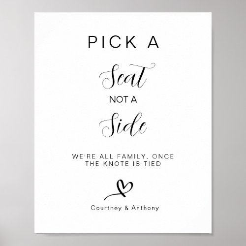 Wedding Seating Ceremony Seating Pick a Seat Not a Poster