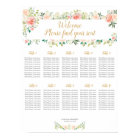 Wedding seating chart 10 tables | Blush roses