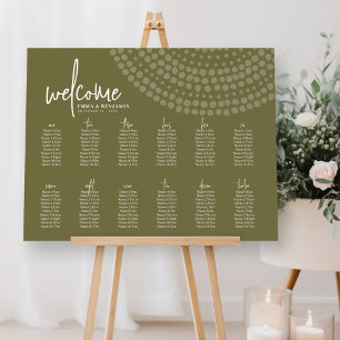 Wedding Seating Chart 12 table - boho dots sage Foam Board
