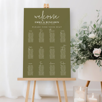 Wedding Seating Chart 12 Table - Boho Sage Avocado Foam Board by JustWeddings at Zazzle