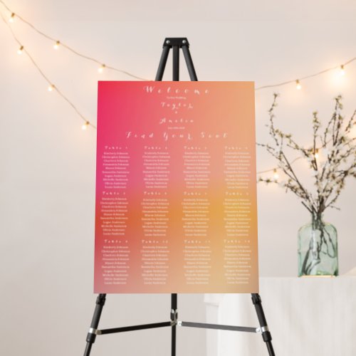 Wedding Seating Chart 12 Tables Sunset Ombre Foam Board