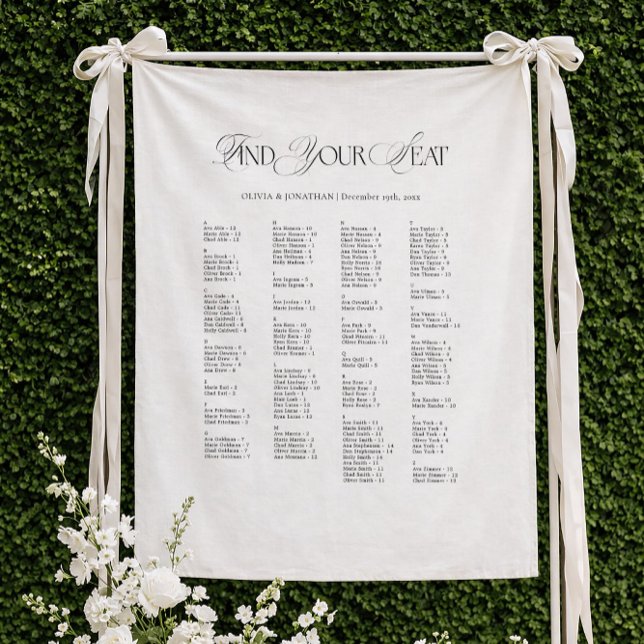 Wedding Seating Chart Alphabetical Fabric Tapestry (Creator Uploaded)
