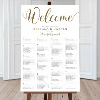 Wedding Seating Chart Alphabetical Order Gold Plan
