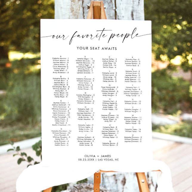 Wedding Seating Chart, Alphabetical Seating Chart Foam Board (Creator Uploaded)