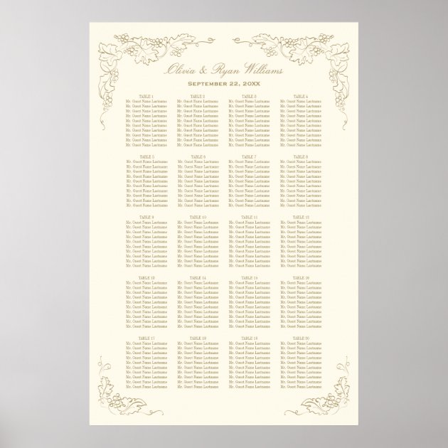 Wedding Seating Chart | Antique Grape Vines Poster