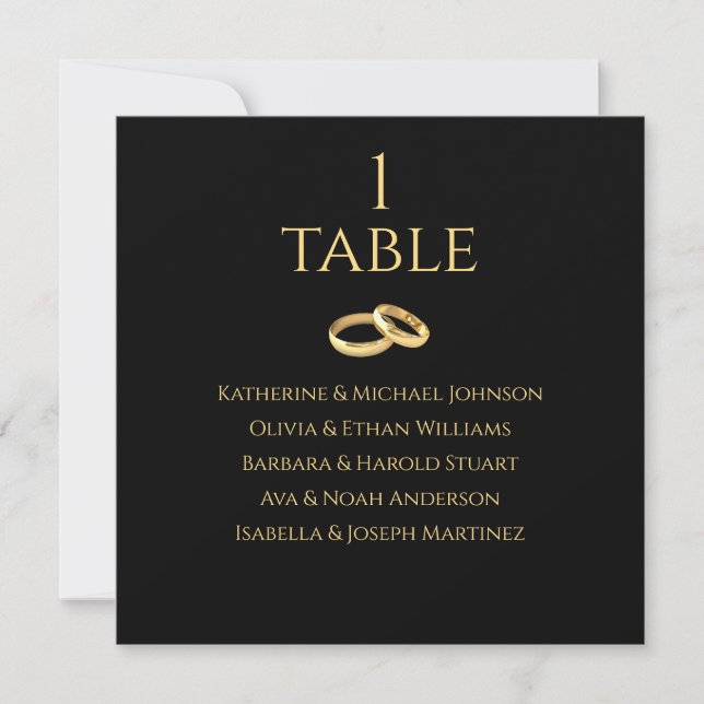 Wedding Seating Chart- Black and Gold- Invitation (Front)