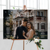 Wedding seating chart with photo elegant
