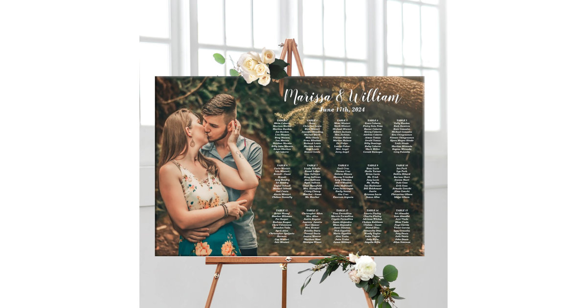 Wedding seating chart board with photo | Zazzle