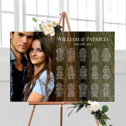 Wedding seating chart board with photo