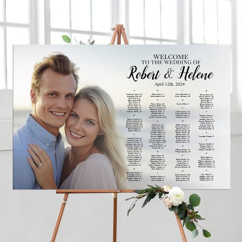 Wedding seating chart board with photo