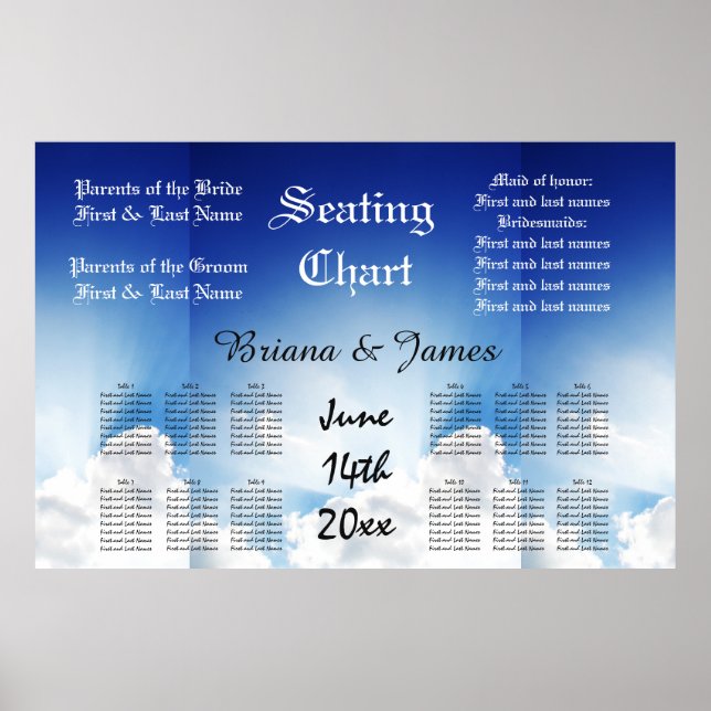 Wedding Seating Chart Bride Groom Bridal Guests (Front)
