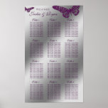 Wedding Seating Chart Butterfly Purple Sparkle at Zazzle