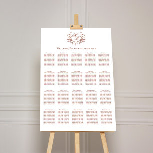 Wedding Seating Chart Calligraphy Burgundy Foam Board