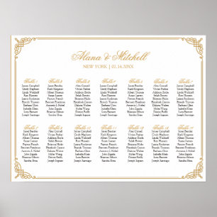 Wedding Seating Chart, Calligraphy Custom Color Poster