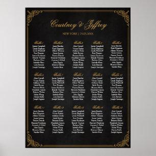 Wedding Seating Chart, Calligraphy Custom Color Poster