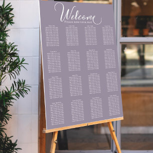 Wedding Seating Chart Calligraphy Lilac Lavender Foam Board