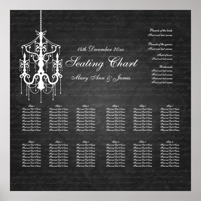 Wedding Seating Chart Chandelier Black (Front)