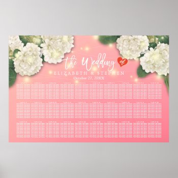 Wedding Seating Chart Chic Hydrangea String Lights by ReadyCardCard at Zazzle