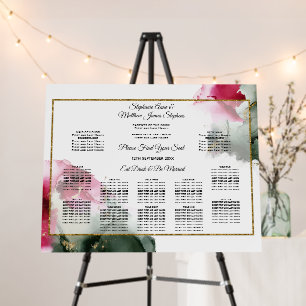 Wedding Seating Chart Crimson Sage Fluid Art Foam Board