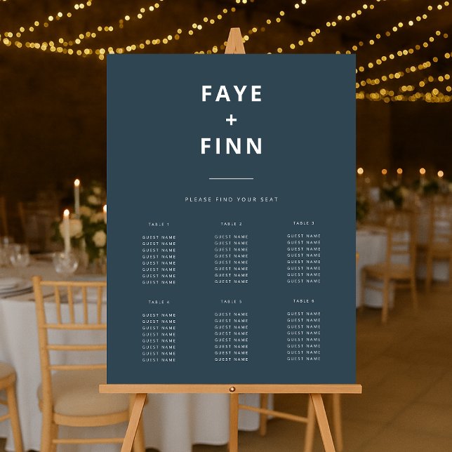 Wedding Seating Chart Dusky Blue Scandinavian Foam Board (Creator Uploaded)