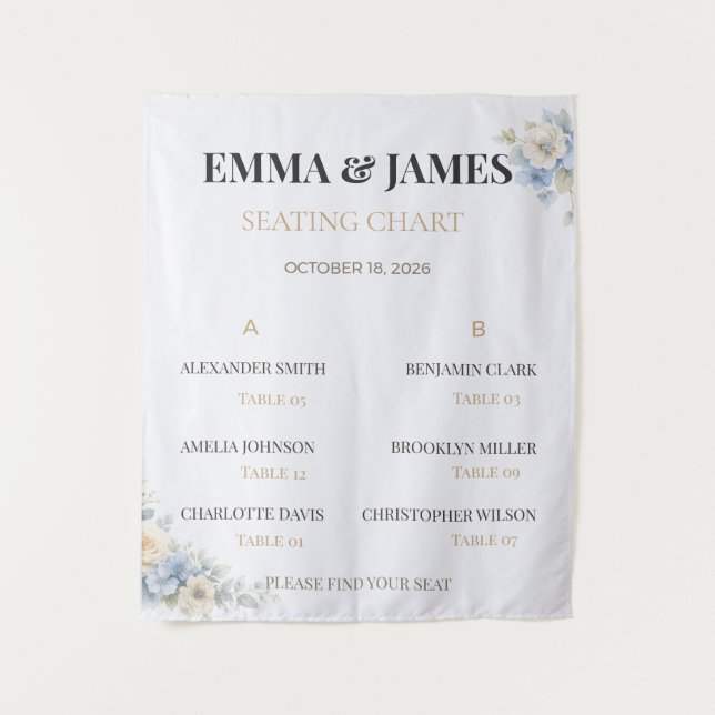 Wedding Seating Chart | Elegant Floral Tapestry (Front)