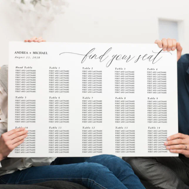 Wedding Seating Chart Elegant Modern Calligraphy Foam Board | Zazzle