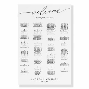 Wedding Seating Chart Elegant Vintage Script 24x36 Foam Board