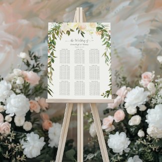 Wedding Seating Chart Elegant White Rose