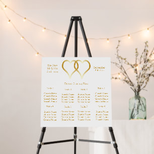 Wedding Seating Chart Foam Board Gold Hearts
