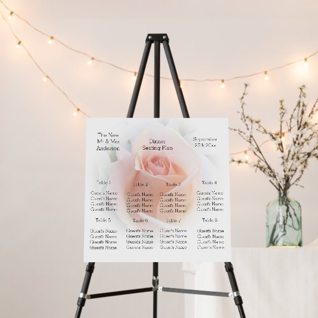 Wedding Seating Chart Foam Board Peach Rosebud (In Situ (Stand))