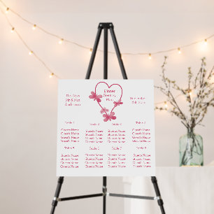 Wedding Seating Chart Foam Board Pink Heart