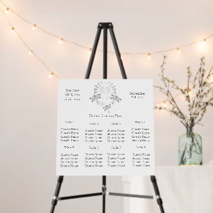 Wedding Seating Chart Foam Board Silver Dragonfly