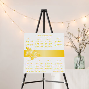 Wedding Seating Chart Foam Board Yellow Butterfly