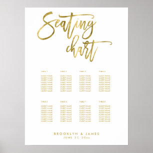 Wedding Seating Chart Gold Foil Effect 18x24
