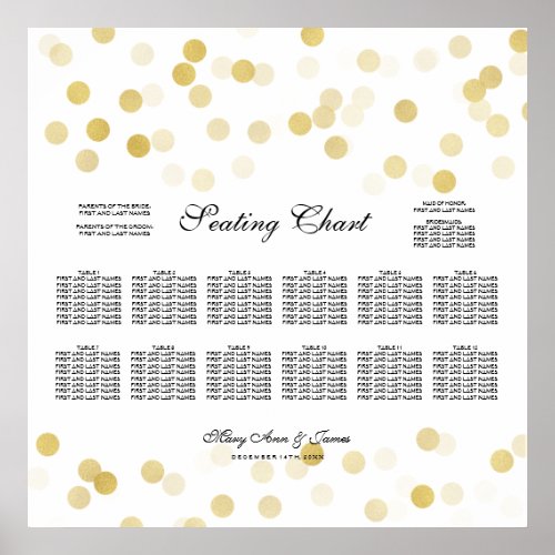 Wedding Seating Chart Gold Foil Glitter Lights