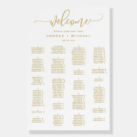Wedding Seating Chart Gold Swirly Script 24x36