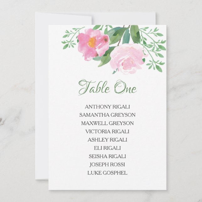 Wedding Seating Chart, Greenery Floral Table Plan Invitation (Front)