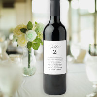 Wedding seating chart guest names table number