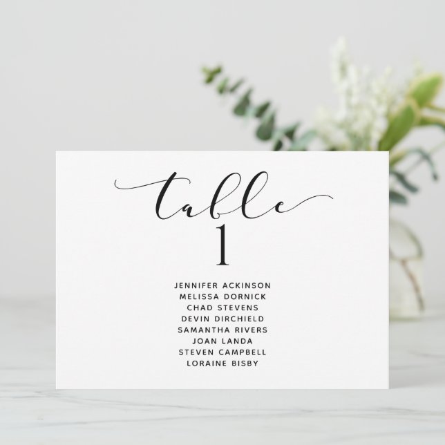 Wedding Seating Chart Horizontal Elegant Invitation (Standing Front)