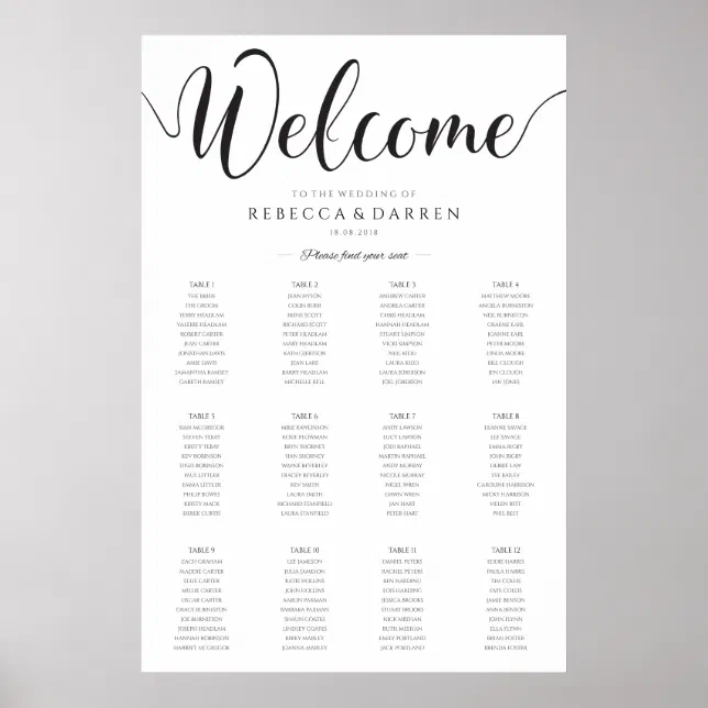 Wedding Seating Chart. Large Rustic Table Plan Poster | Zazzle