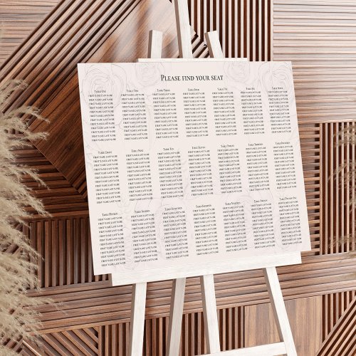 Wedding Seating Chart Minimalist Blush Floral Foam Board