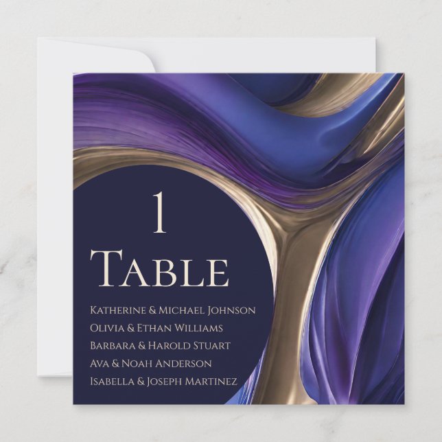 Wedding Seating Chart- Modern Blue Purple Gold- Invitation (Front)
