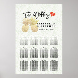 Wedding Seating Chart Modern Gold Pineapple Couple