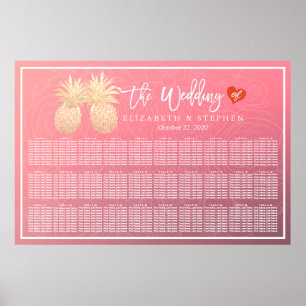 Wedding Seating Chart Modern Gold Pineapple Couple