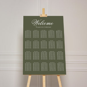 Wedding Seating Chart Olive Green Calligraphy Foam Board
