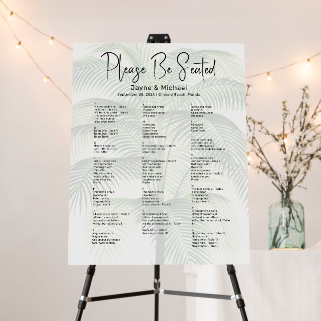 Wedding Seating Chart Palm Tree Foam Board (In Situ (Stand))
