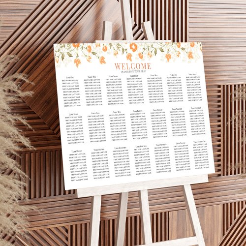 Wedding Seating Chart Peach Floral Greenery Foam Board