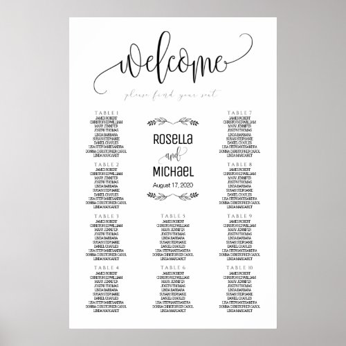 Wedding Seating Chart _ Please Find Your Seat