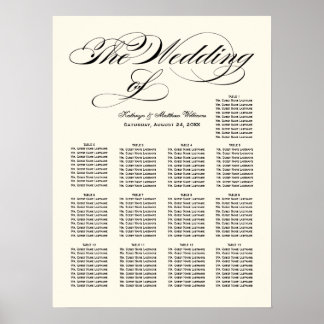 Wedding Seating Chart Poster | Black Calligraphy